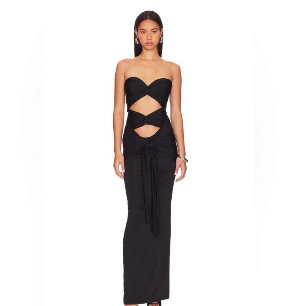 NBD Black Strapless Cutout Dress